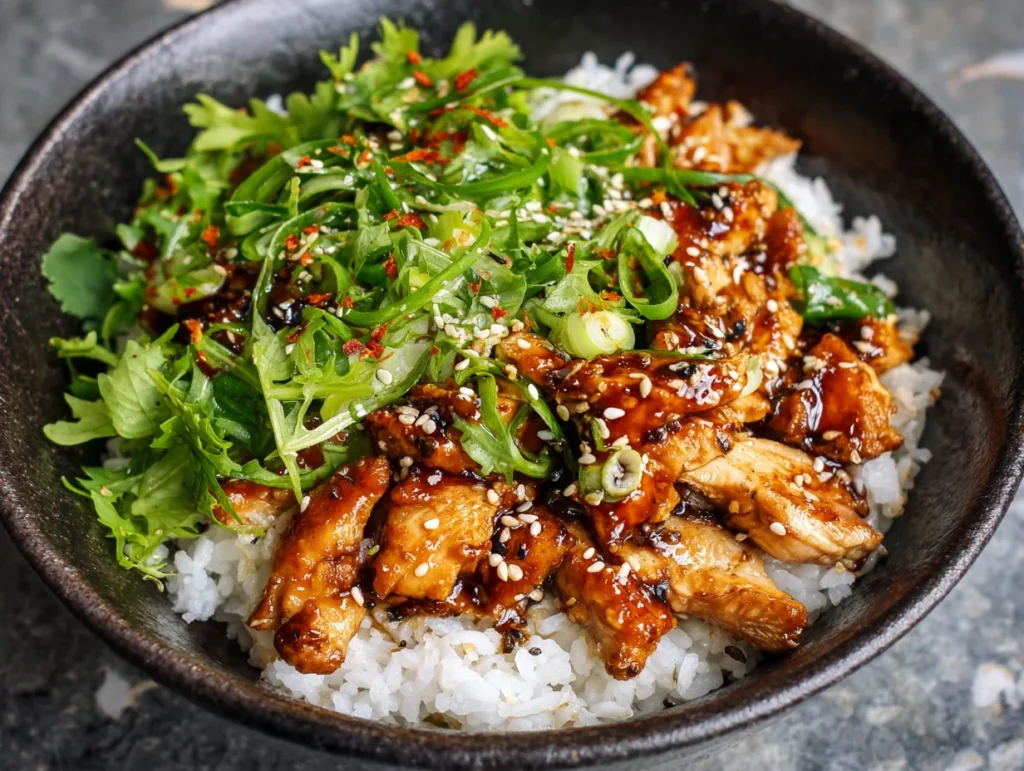 keto sticky chicken rice bowls recipe