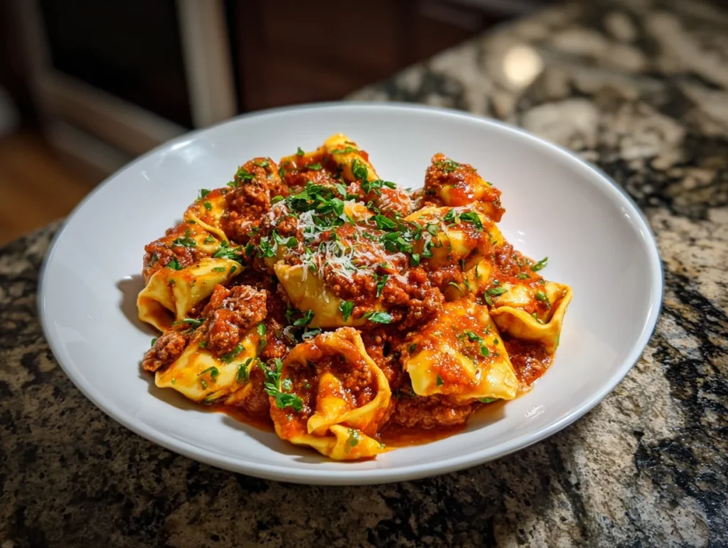 Cheese Tortellini With Meat Sauce