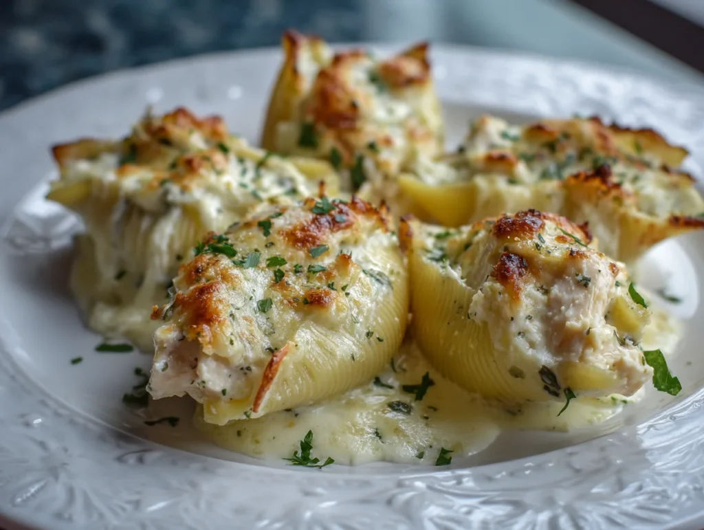 Cheesy Chicken Alfredo Stuffed Shells