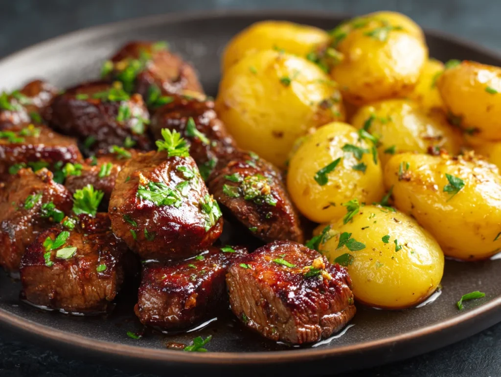 butter steak bites and potatoes