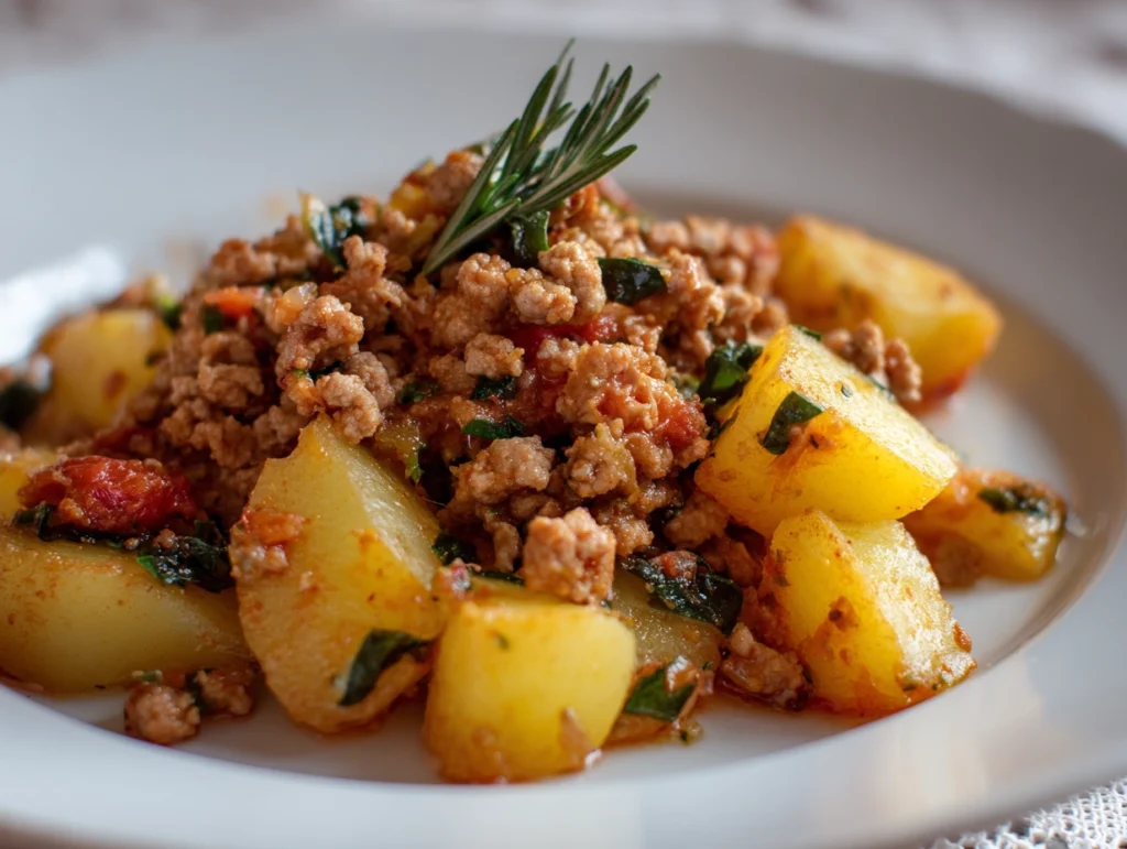 pork mince and potatoes