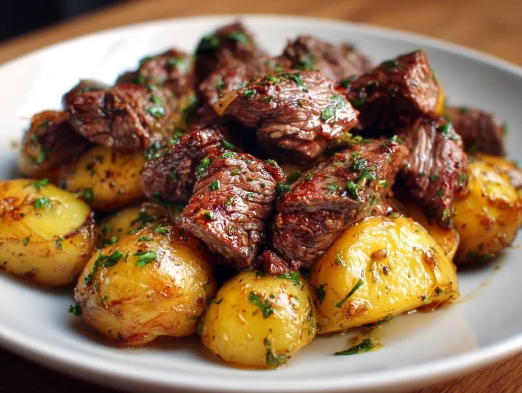 steak bites and potatoes