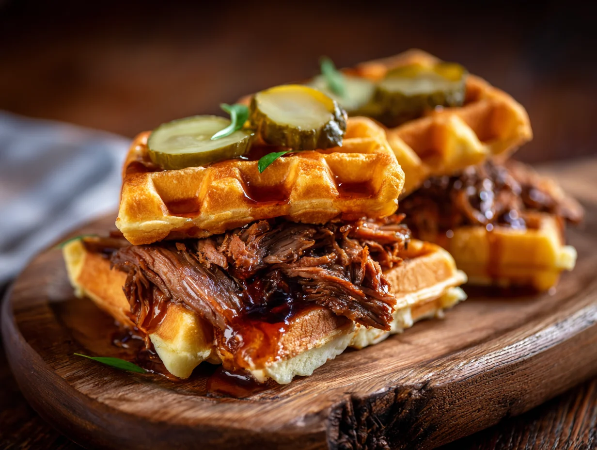 bourbon-maple brisket grilled cheese wafflewich