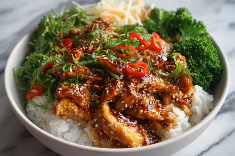 Easy Keto Sticky Chicken Rice Bowl Recipe