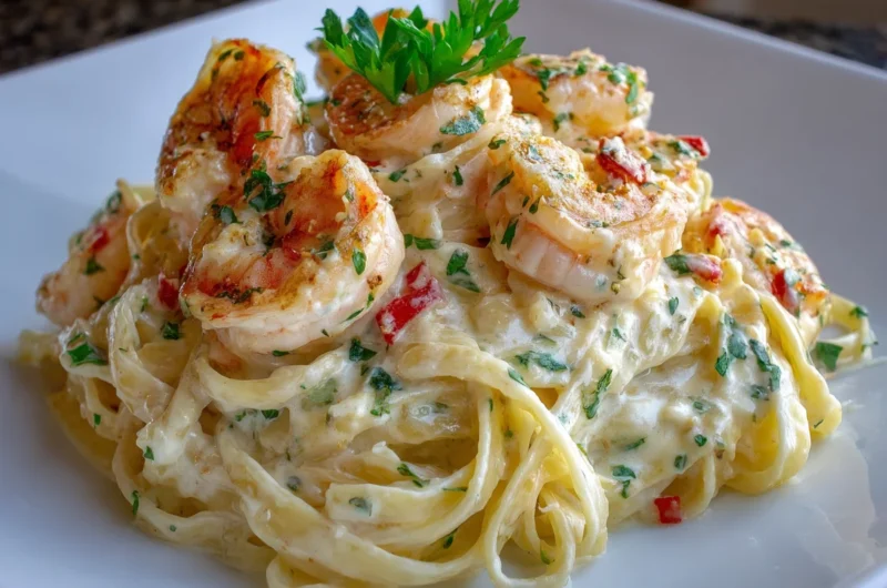 Creamy Garlic Shrimp Fettuccine Alfredo Recipe
