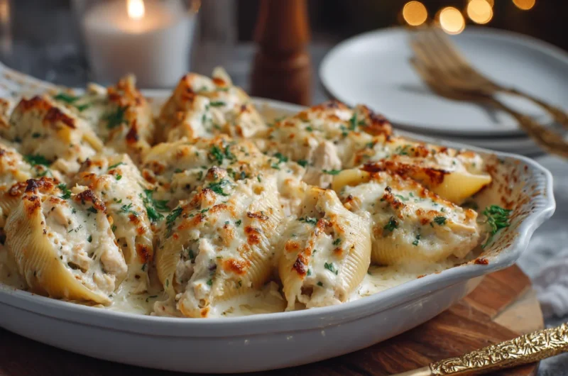 Cheesy Chicken Alfredo Stuffed Shells Recipe