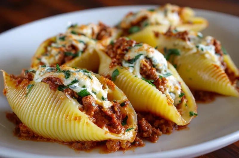 Jumbo Pasta Shells Stuffed with Meat and Cheese