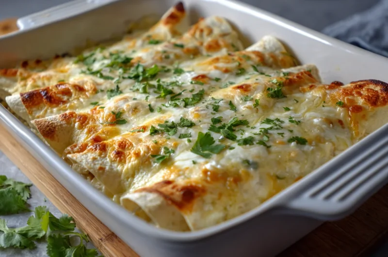 White Chicken Enchiladas Made with Simple Ingredients