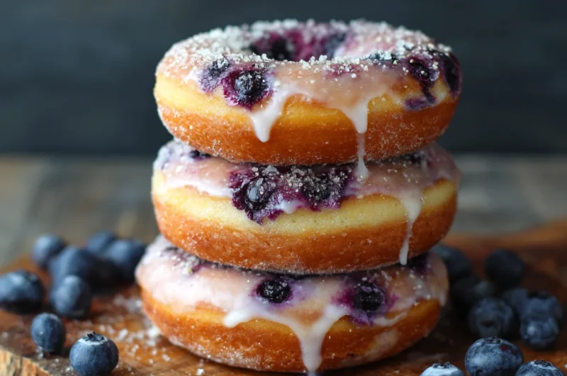 Baked Blueberry Donuts with Sweet Glaze