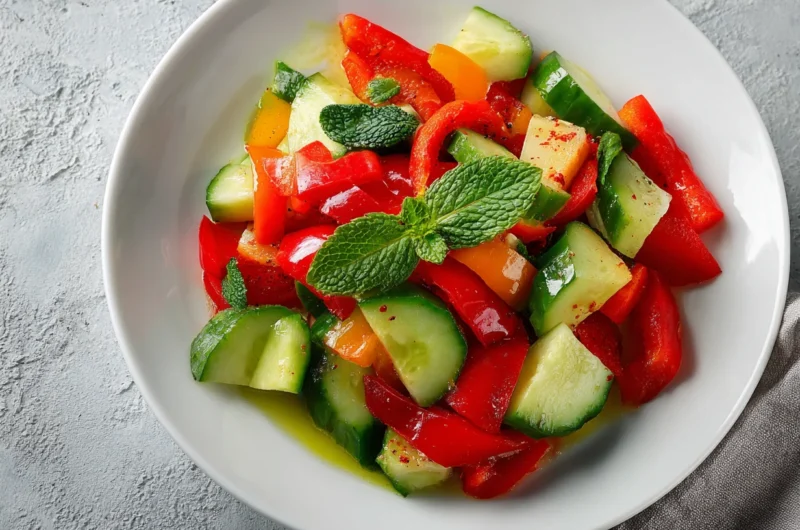 Homemade Cucumber and Sweet Pepper Salad in Minutes