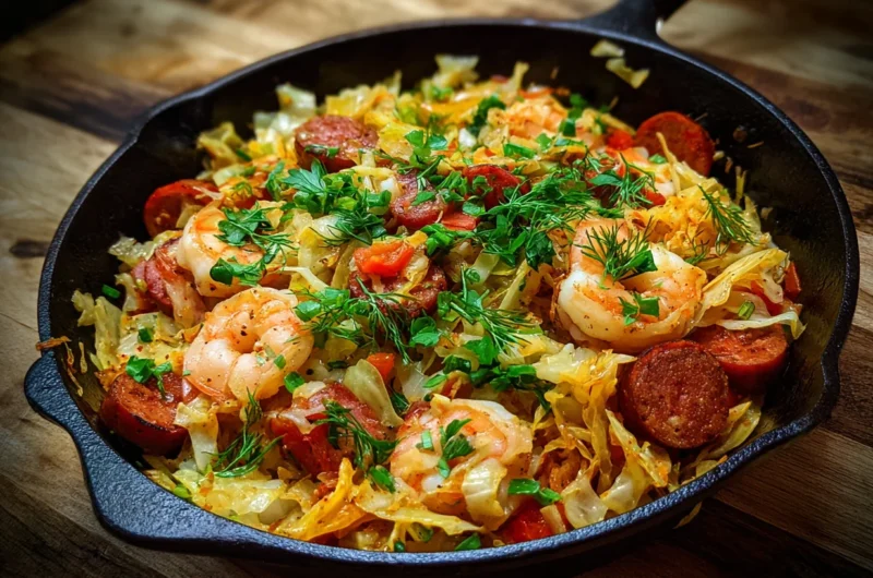 Easy Fried Cabbage with Shrimp Sausage Recipe