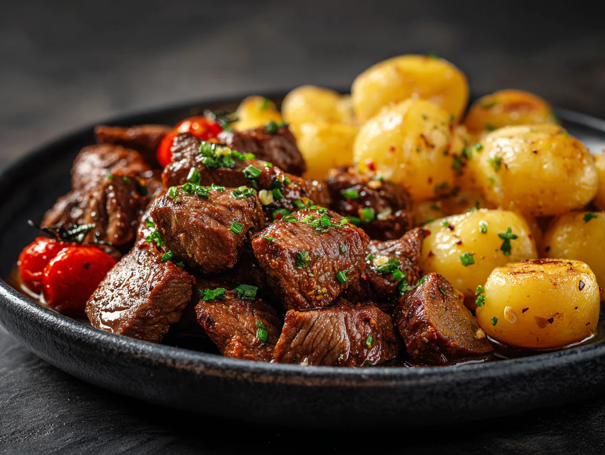 steak bites and potatoes