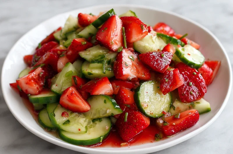 Healthy Strawberry Cucumber Salad with Honey Dressing